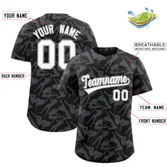 Black Gray Graffiti Pattern Baseball Jersey 2