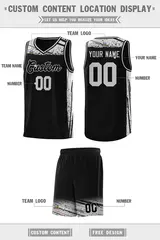 Black Gray Graffiti Pattern Sports Basketball Jersey 2