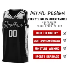 Black Gray Graffiti Pattern Sports Basketball Jersey 4
