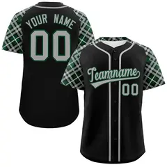 Black Gray-Green Raglan Sleeves Authentic Baseball Jersey 1