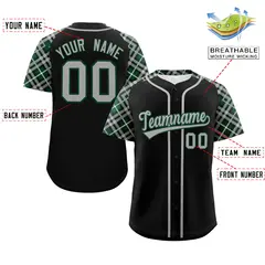 Black Gray-Green Raglan Sleeves Authentic Baseball Jersey 2