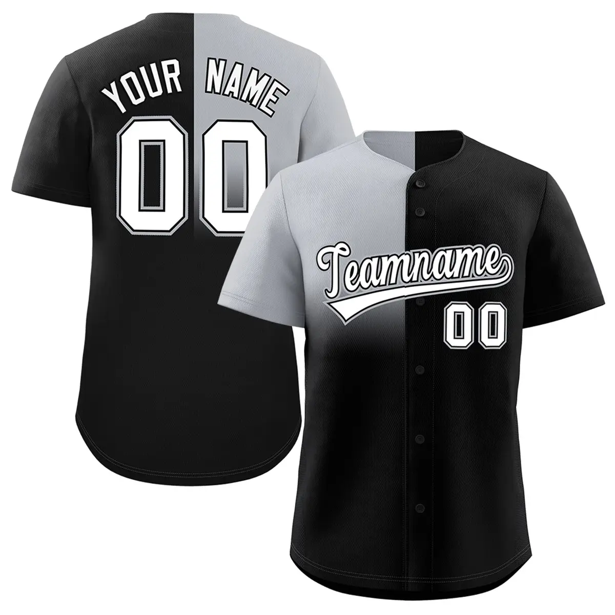 Black Gray Half Gradient Authentic Baseball Jersey