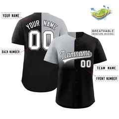 Black Gray Half Gradient Authentic Baseball Jersey 2