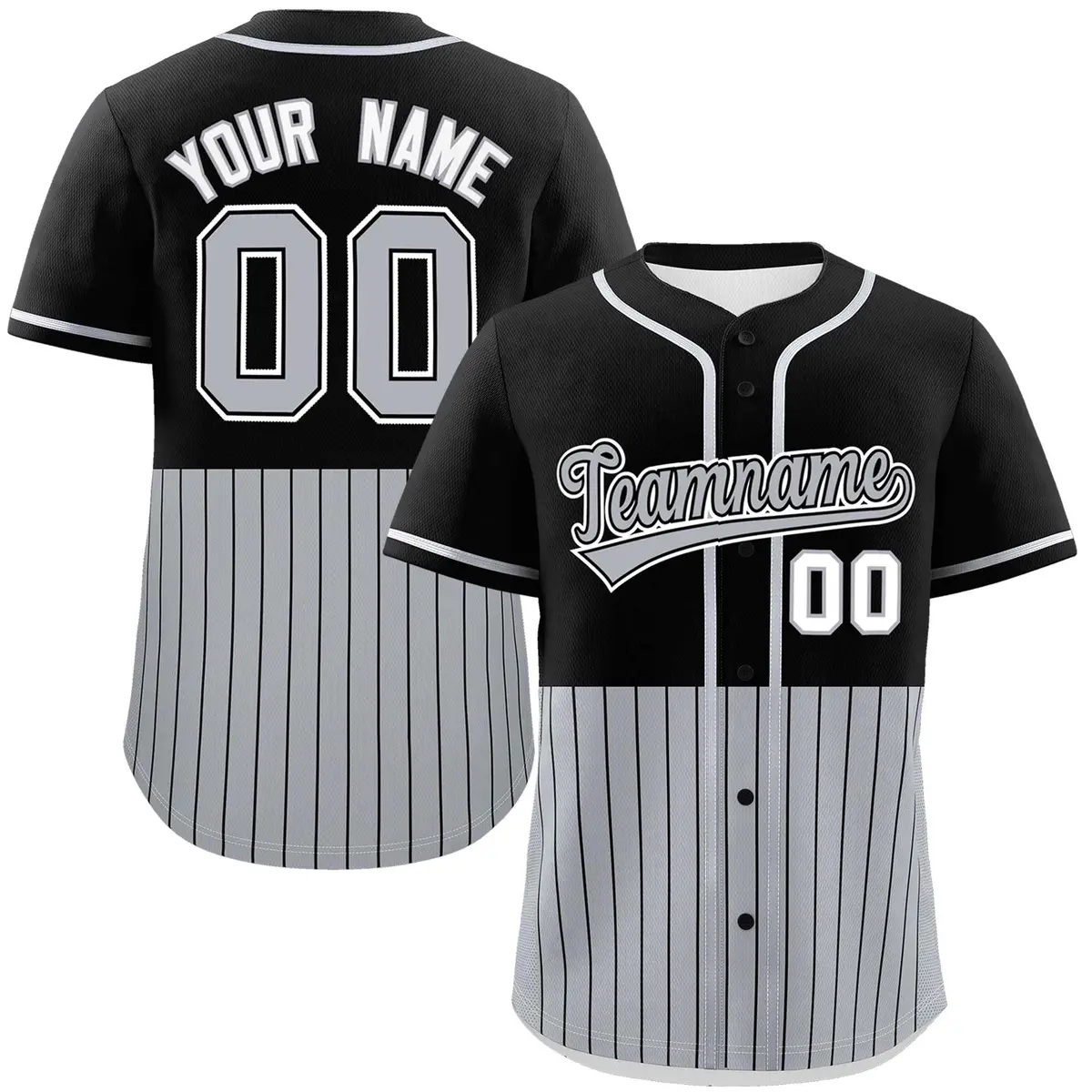 Black Gray Half Stripe Authentic Baseball Jersey