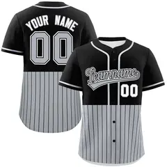 Black Gray Half Stripe Authentic Baseball Jersey 1