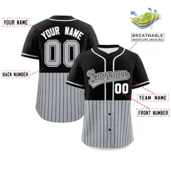 Black Gray Half Stripe Authentic Baseball Jersey 2
