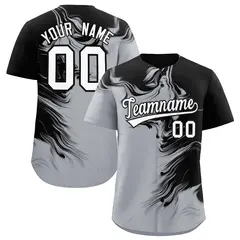 Black Gray Ink Pattern Authentic Baseball Jersey
