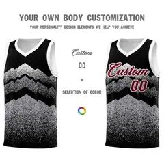 Black Gray Mountain Fade Gradient Fashion Basketball Jersey 3