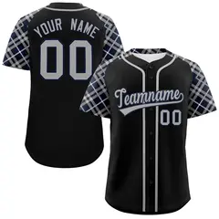 Black Gray Navy Raglan Sleeves Authentic Baseball Jersey 1