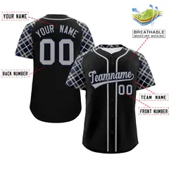 Black Gray Navy Raglan Sleeves Authentic Baseball Jersey 2