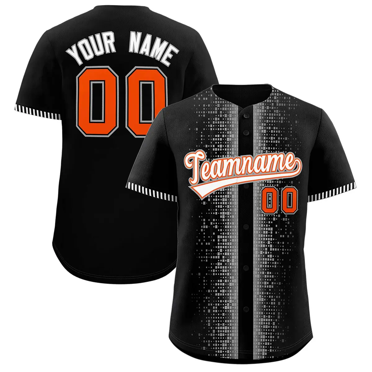 Black Gray Phonetic Rhythm Authentic Baseball Jersey
