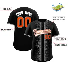 Black Gray Phonetic Rhythm Authentic Baseball Jersey 2