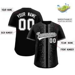 Black Gray Phonetic Rhythm Authentic Baseball Jersey 2