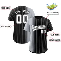Black Gray Pinstripe Gradient Baseball Jersey 2