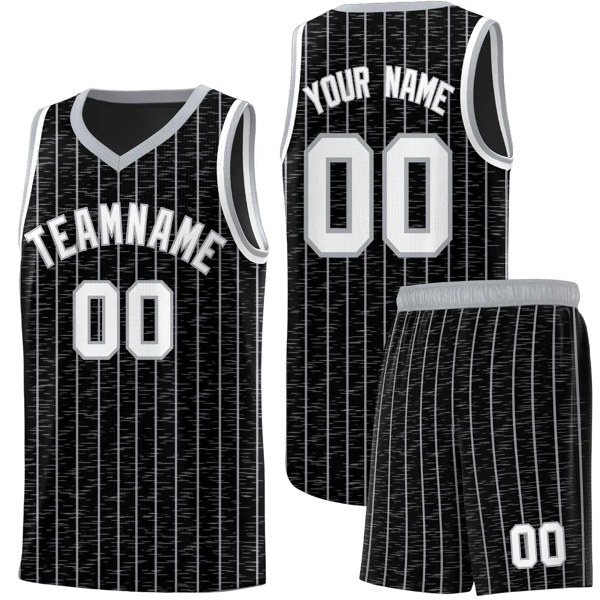 Black Gray Pinstripe Retro Sets Uniform Basketball Jersey