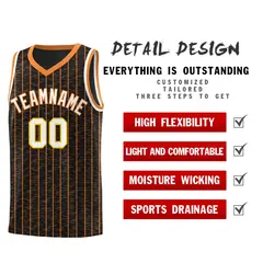 Black Gray Pinstripe Retro Sets Uniform Basketball Jersey 2