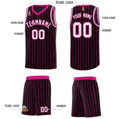 Black Gray Pinstripe Retro Sets Uniform Basketball Jersey 5
