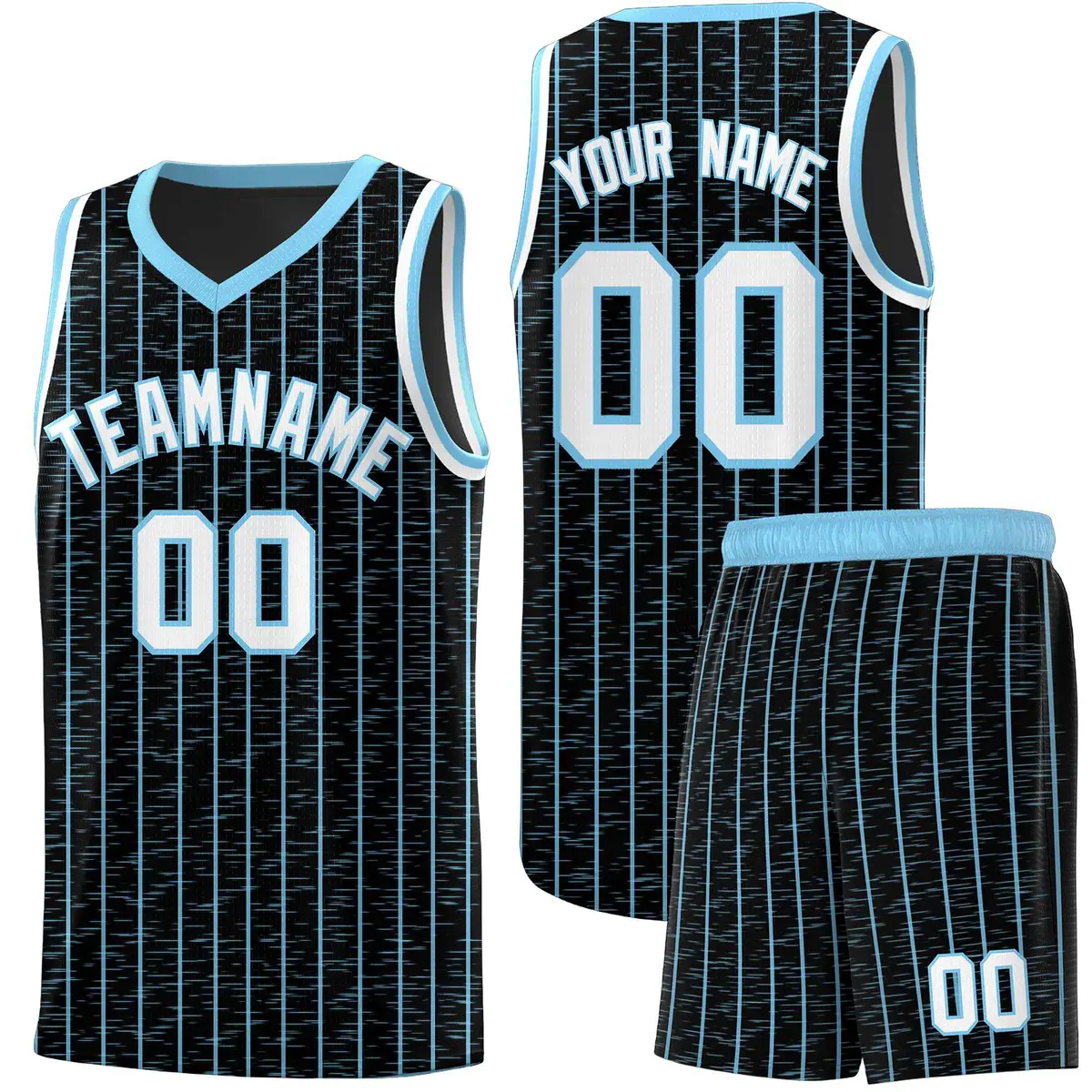 Black Gray Pinstripe Retro Sets Uniform Basketball Jersey