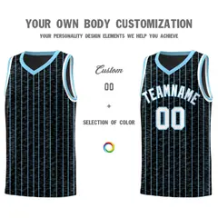 Black Gray Pinstripe Retro Sets Uniform Basketball Jersey 3