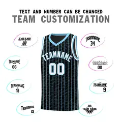 Black Gray Pinstripe Retro Sets Uniform Basketball Jersey 4