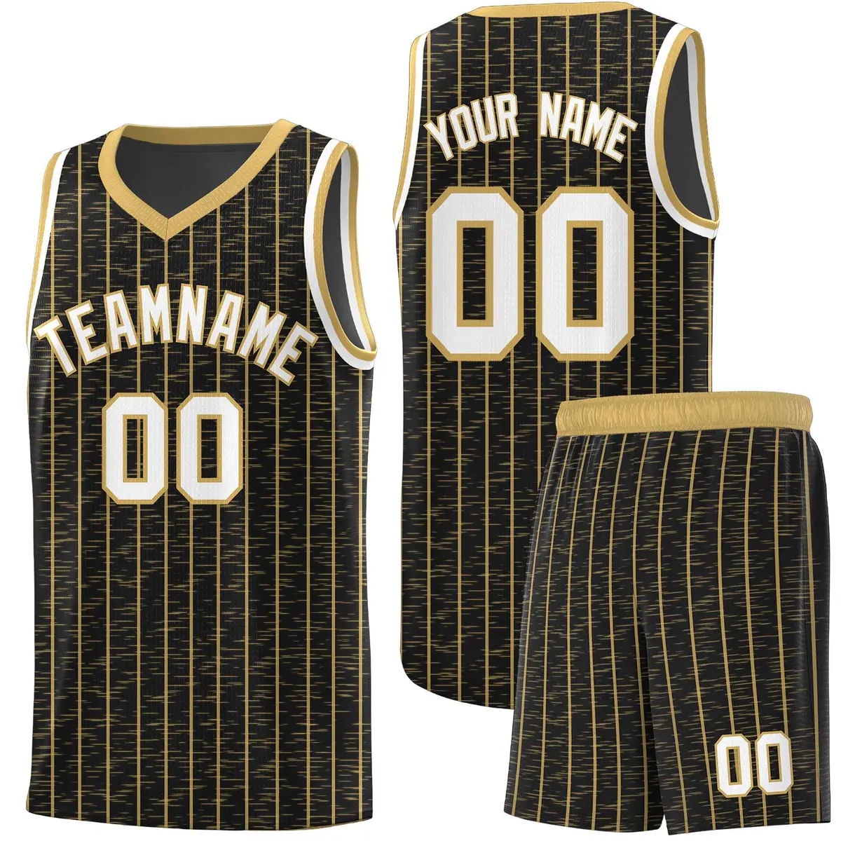 Black Gray Pinstripe Retro Sets Uniform Basketball Jersey