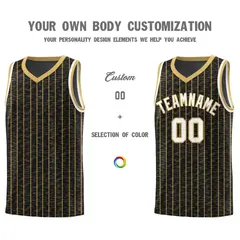 Black Gray Pinstripe Retro Sets Uniform Basketball Jersey 3