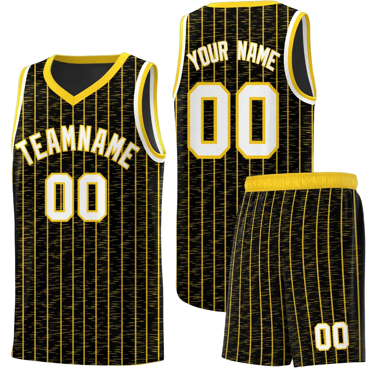 Black Gray Pinstripe Retro Sets Uniform Basketball Jersey