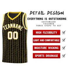 Black Gray Pinstripe Retro Sets Uniform Basketball Jersey 2