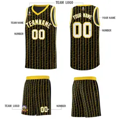 Black Gray Pinstripe Retro Sets Uniform Basketball Jersey 5