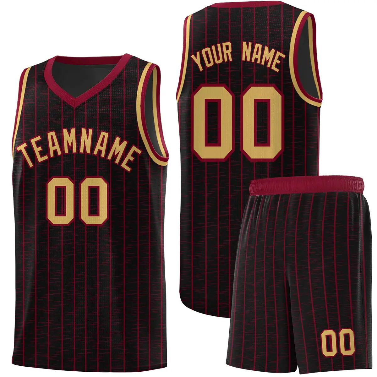 Black Gray Pinstripe Retro Sets Uniform Basketball Jersey