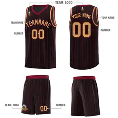 Black Gray Pinstripe Retro Sets Uniform Basketball Jersey 5
