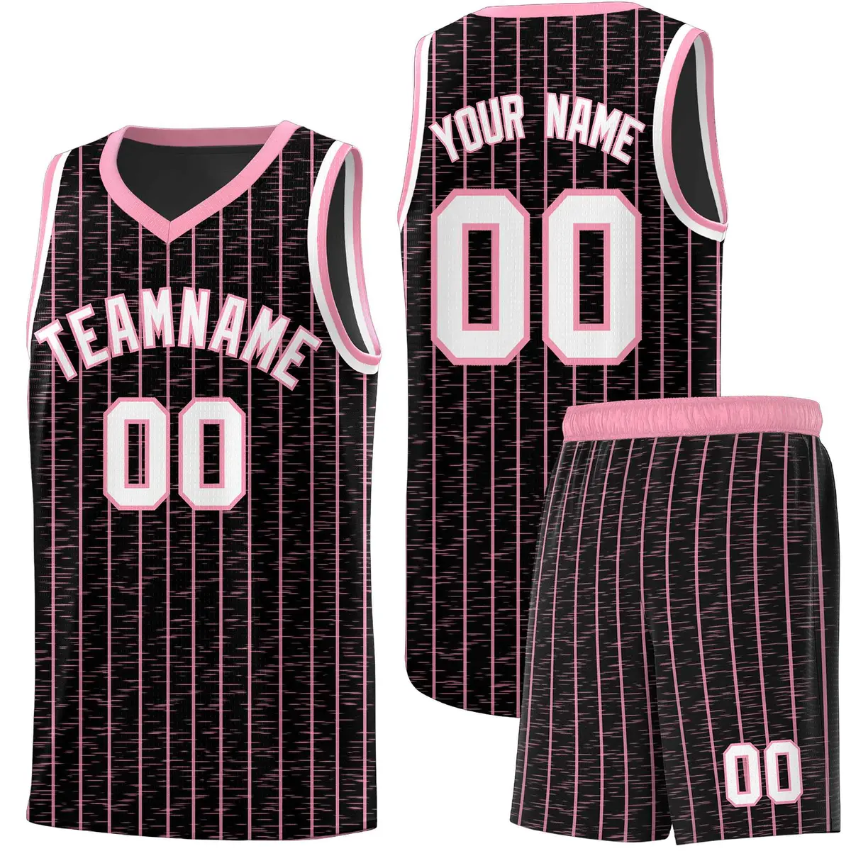 Black Gray Pinstripe Retro Sets Uniform Basketball Jersey