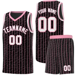 Black Gray Pinstripe Retro Sets Uniform Basketball Jersey 1