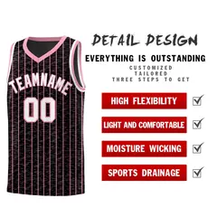 Black Gray Pinstripe Retro Sets Uniform Basketball Jersey 2