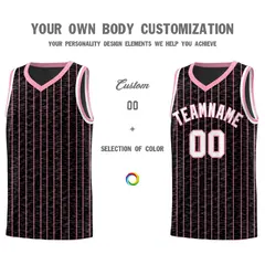 Black Gray Pinstripe Retro Sets Uniform Basketball Jersey 3