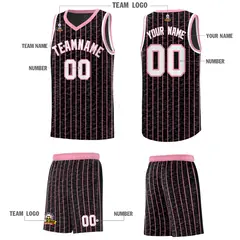 Black Gray Pinstripe Retro Sets Uniform Basketball Jersey 5