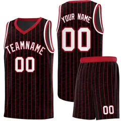 Black Gray Pinstripe Retro Sets Uniform Basketball Jersey 1