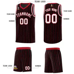 Black Gray Pinstripe Retro Sets Uniform Basketball Jersey 5