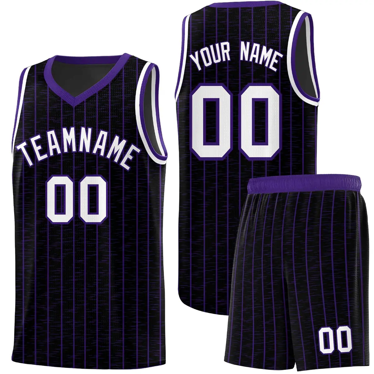 Black Gray Pinstripe Retro Sets Uniform Basketball Jersey