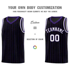 Black Gray Pinstripe Retro Sets Uniform Basketball Jersey 3