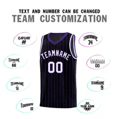Black Gray Pinstripe Retro Sets Uniform Basketball Jersey 4