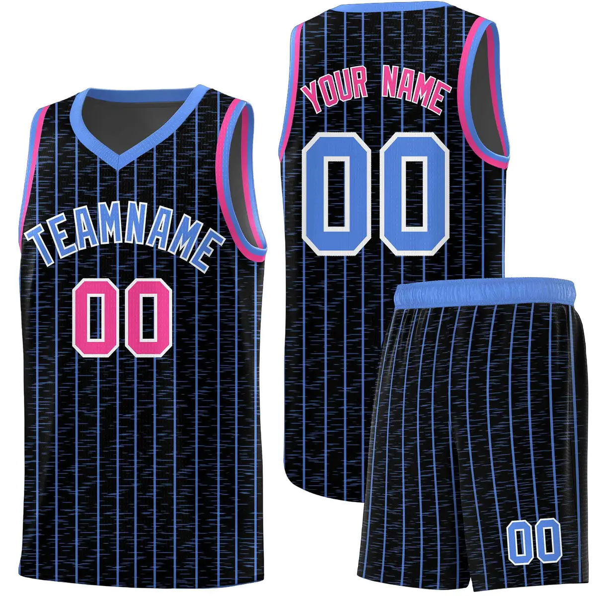 Black Gray Pinstripe Retro Sets Uniform Basketball Jersey