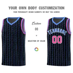 Black Gray Pinstripe Retro Sets Uniform Basketball Jersey 3