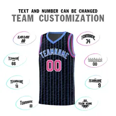 Black Gray Pinstripe Retro Sets Uniform Basketball Jersey 4