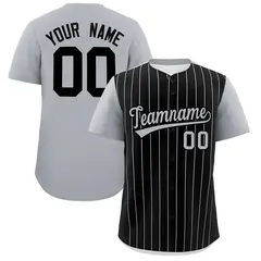 Black Gray Pinstripe Two-Tone Authentic Baseball Jersey 1