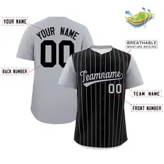 Black Gray Pinstripe Two-Tone Authentic Baseball Jersey 2