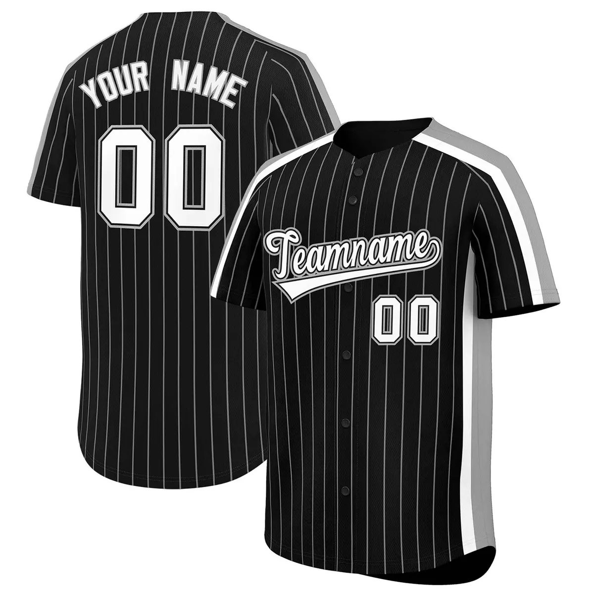 Black Gray Pinstripe Two-tone Side Authentic Baseball Jersey