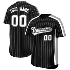 Black Gray Pinstripe Two-tone Side Authentic Baseball Jersey 1