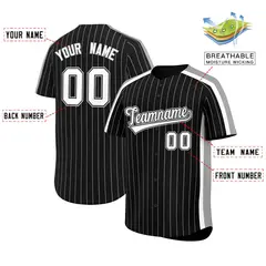 Black Gray Pinstripe Two-tone Side Authentic Baseball Jersey 2