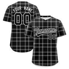 Black Gray Plaid Authentic Baseball Jersey 1
